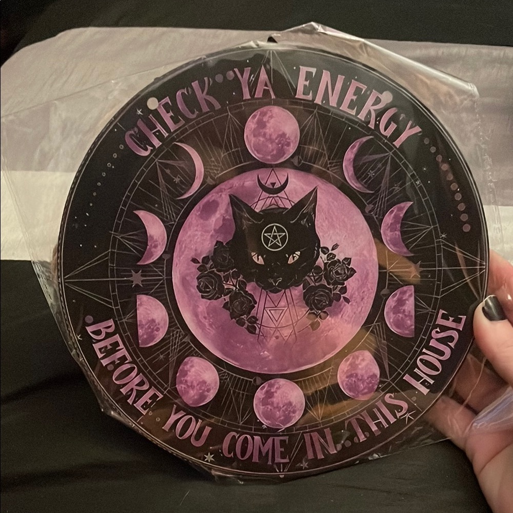 Mystical Purple Cat Moon Phase Wall Art